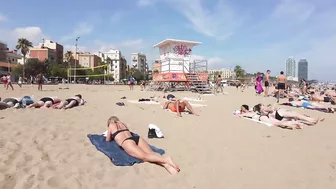 ???????? Barcelona - Spain · 4K · Barceloneta Beach Walk during Midday ☀️????️