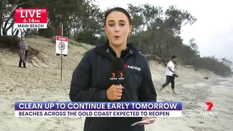 Clean-up on Gold Coast beaches to wait until after high tide| 7NEWS