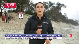 Clean-up on Gold Coast beaches to wait until after high tide| 7NEWS