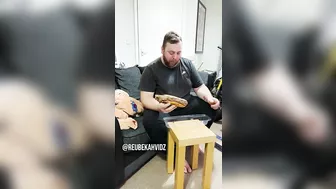 Boyfriend attempts ridiculous 1 foot chocolate eclair challenge!