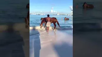 Horse is having a great time on the beach!