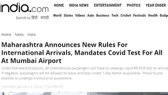 06 January, Travel Restrictions In India, Hong Kong Flight Ban, Mumbai Airport Quarantine Rules