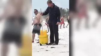 Janitor Mopping The beach