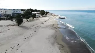 Marmari Beach in Winter on the island of Kos in Greece (4k)