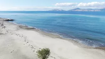 Marmari Beach in Winter on the island of Kos in Greece (4k)