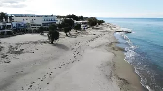 Marmari Beach in Winter on the island of Kos in Greece (4k)