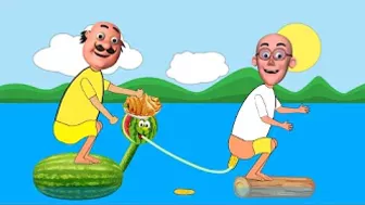 Funny motu patlu and watermelon horse / cartoon animation