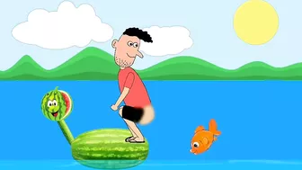 Funny motu patlu and watermelon horse / cartoon animation