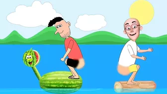 Funny motu patlu and watermelon horse / cartoon animation