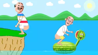 Funny motu patlu and watermelon horse / cartoon animation