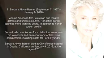 Celebrity died today January 9th 2022 :Top 10 actor and actress died on January 9th of various years