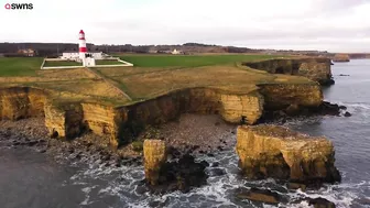 Drone footage shows a massive sinkhole revealing a hidden underground beach | SWNS