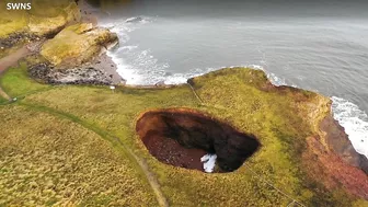 Huge sinkhole reveals hidden underground beach