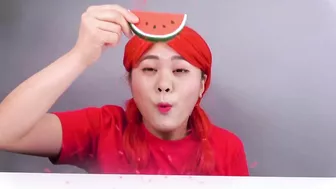 Red VS Green Color Food Mukbang Challenge! Eating Color Food 24 Hours by HIU 하이유