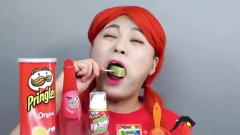 Red VS Green Color Food Mukbang Challenge! Eating Color Food 24 Hours by HIU 하이유