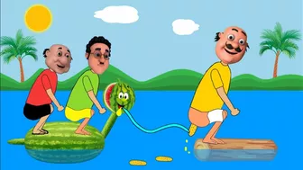 funny motu vs dr. jhatka and ghasitaram | watermelon horse cartoon