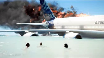 GIANT A380 Emergency Landing on Beach after Crash on Runway