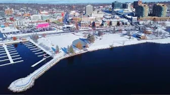 Canada Travel Drone Footage Ontario Lake Simcoe Barrie 4K