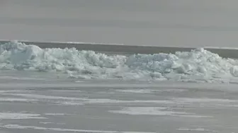 Blue Ice: Whites Beach-Standish, Michigan. Open Eater In The Background