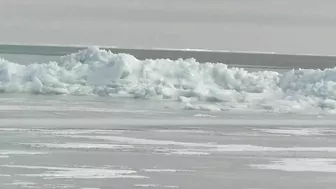 Blue Ice: Whites Beach-Standish, Michigan. Open Eater In The Background