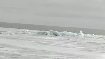 Blue Ice: Whites Beach-Standish, Michigan. Open Eater In The Background