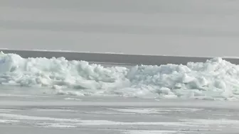 Blue Ice: Whites Beach-Standish, Michigan. Open Eater In The Background