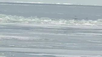 Blue Ice: Whites Beach-Standish, Michigan. Open Eater In The Background