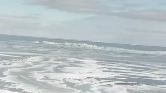 Blue Ice: Whites Beach-Standish, Michigan. Open Eater In The Background