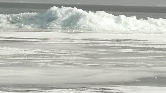 Blue Ice: Whites Beach-Standish, Michigan. Open Eater In The Background