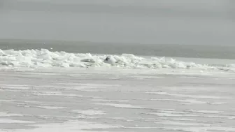 Blue Ice: Whites Beach-Standish, Michigan. Open Eater In The Background