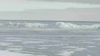 Blue Ice: Whites Beach-Standish, Michigan. Open Eater In The Background