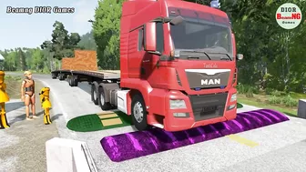 Trucks Cars vs Massive Speed Bumps Beamng DIOR Games #112