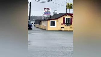 Storm waves at Hampton beach, New Hampshire today