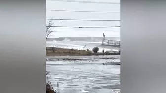 Storm waves at Hampton beach, New Hampshire today