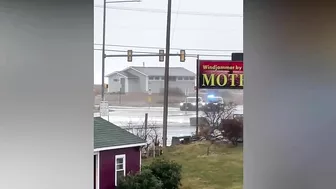 Storm waves at Hampton beach, New Hampshire today