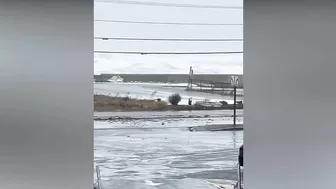 Storm waves at Hampton beach, New Hampshire today