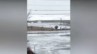 Storm waves at Hampton beach, New Hampshire today