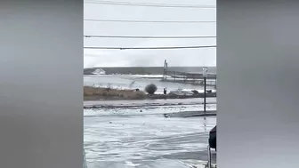 Storm waves at Hampton beach, New Hampshire today