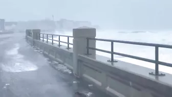 Storm waves at Hampton beach, New Hampshire today