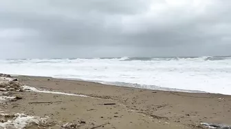 Storm waves at Hampton beach, New Hampshire today