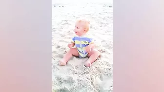 Funny Baby Playing on The Beach Moments || Dogs Story