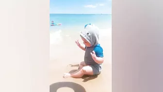 Funny Baby Playing on The Beach Moments || Dogs Story