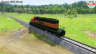 Trucks Cars vs Massive Speed Bumps Cars vs Trains Beamng DIOR Games #114