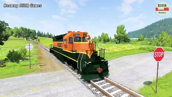 Trucks Cars vs Massive Speed Bumps Cars vs Trains Beamng DIOR Games #114