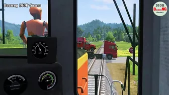 Trucks Cars vs Massive Speed Bumps Cars vs Trains Beamng DIOR Games #114