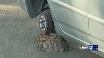 Ewa Beach man left with tree trunks after thieves steal car tires and target family treasure