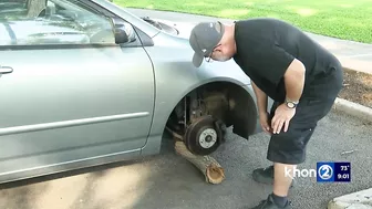 Ewa Beach man left with tree trunks after thieves steal car tires and target family treasure