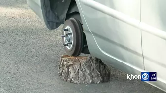 Ewa Beach man left with tree trunks after thieves steal car tires and target family treasure