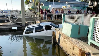 Boat Ramp Fail - Sunken Truck on Fort Myers Beach at Salty Sam's Marina