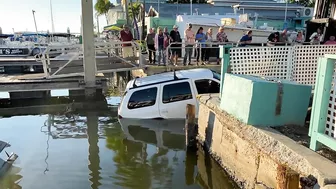 Boat Ramp Fail - Sunken Truck on Fort Myers Beach at Salty Sam's Marina